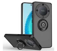 GOKEN Funda para Honor Magic 6 Lite 5G / Honor X9b, Carcasa Antigolpes con Borde de Silicona Suave, Cover Trasera Rígida Semi-Transparente Gris Mate, Case con Soporte de Anillo -Negro
