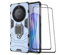 GOKEN Funda para Honor X9a / Magic5 Lite 5G (Magic 5 Lite 5G) y 2 Cristal Templado, PC + TPU Silicona Tough Armor Protección Carcasa, Antigolpes Estuche con 360° Magnético Anillo Kickstand, Azul