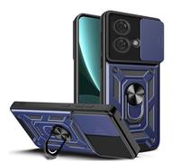 GOKEN Funda para Motorola Edge 40 Neo, Carcasa Armor de Doble Capa (Suave Silicona & PC Rígido), Cubierta Protectora de Lente Deslizante, Anillo Rotativo 360°, Case Antigolpes, Cover -Azul