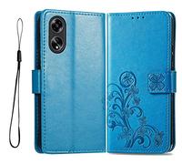 GOKEN Funda para OPPO A18 4G / OPPO A38 4G, Leather Folio Carcasa con Billetera con Magnético, Relieve Dibujo, TPU PU Cuero FILP Case Cover con Soporte/Tapa Tarjetas -Azul