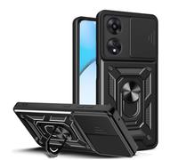 GOKEN Funda para OPPO A60 4G, Carcasa Armor de Doble Capa (Suave Silicona & PC Rígido), Cubierta Protectora de Lente Deslizante, Anillo Rotativo 360°, Case Antigolpes, Cover -Negro