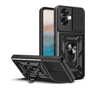 GOKEN Funda para OPPO A79 5G, Carcasa Armor de Doble Capa (Suave Silicona & PC Rígido), Cubierta Protectora de Lente Deslizante, Anillo Rotativo 360°, Case Antigolpes, Cover -Negro
