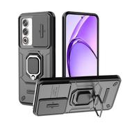 GOKEN Funda para OPPO A80 5G, Armor Carcasa de Silicona Suave y PC Rígido Antigolpes con Anillo Rotativo 360° y Cover Protector Deslizable para Lente, Case -Negro