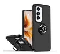 GOKEN Funda para OPPO Reno 12 Pro 5G, Carcasa Antigolpes con Borde de Silicona Suave, Cover Trasera Rígida Semi-Transparente Gris Mate, Case con Soporte de Anillo -Negro