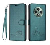 GOKEN Funda para OPPO Reno 12F 5G / Reno 12 FS, Carcasa de Cuero Sintético, Tapa Libro con Cierre Magnético, Cartera con Soporte Plegable, Antigolpes, Cover Case -Verde Oscuro