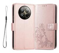 GOKEN Funda para Realme 12 Pro Plus (Pro+)/ Realme 12 Pro 5G, Leather Folio Carcasa con Billetera con Magnético, Relieve Dibujo, TPU PU Cuero FILP Case Cover con Soporte/Tapa Tarjetas, OroRosa