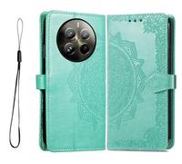 GOKEN Funda para Realme 12 Pro Plus (Pro+)/ Realme 12 Pro 5G, Leather Folio Carcasa con Billetera con Magnético, Relieve Dibujo, TPU PU Cuero FILP Case Cover con Soporte/Tapa Tarjetas, Verde