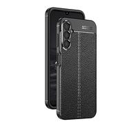GOKEN Funda para Samsung Galaxy A14 4G, TPU Silicona Protección Carcasa, Bumper Caso Case Cover con Shock- Absorción & Patrón Cuero (No Cuero), Negro