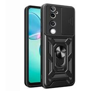 GOKEN Funda para Vivo V40 5G, Carcasa Armor de Doble Capa (Suave Silicona & PC Rígido), Cubierta Protectora de Lente Deslizante, Anillo Rotativo 360°, Case Antigolpes, Cover -Negro