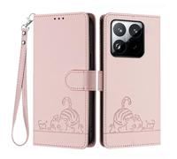 GOKEN Funda para Xiaomi 15T, Carcasa de Cuero Sintético, Tapa Libro con Cierre Magnético, Cartera con Soporte Plegable, Antigolpes, Cover Case -Oro Rosa