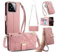 GOKEN Funda para Xiaomi 15T - Carcasa de PU Cuero con Tapa y Cremallera Cartera, Interior de Silicona Antigolpes, Cierre Magnético y Soporte Plegable - Rosa