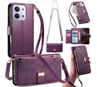 GOKEN Funda para Xiaomi Redmi 15C 4G / Poco C85 - Carcasa de PU Cuero con Tapa y Cremallera Cartera, Interior de Silicona Antigolpes, Cierre Magnético y Soporte Plegable - Púrpura