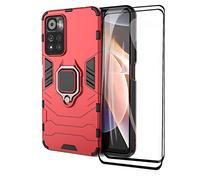 GOKEN Funda para Xiaomi Redmi Note 11 Pro Plus (Pro +) y 2 Cristal Templado, PC + TPU Silicona Tough Armor Protección Carcasa, Robusta Antigolpes Estuche con 360° Magnético Anillo Kickstand, Rojo