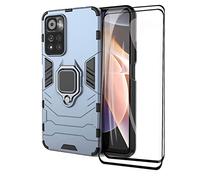 GOKEN Funda para Xiaomi Redmi Note 11 Pro Plus (Pro +) y 2 Cristal Templado, PC + TPU Silicona Tough Armor Protección Carcasa, Robusta Antigolpes Estuche con 360° Magnético Anillo Kickstand, Azul