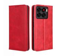 GOKEN Funda para ZTE Blade A56 4G - Carcasa de Cuero con Tapa y Cartera, Interior de Silicona Antigolpes, Cierre Magnético y Soporte Plegable, Cover Case -Rojo