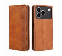 GOKEN Funda para ZTE Blade A76 4G - Carcasa de Cuero con Tapa y Cartera, Interior de Silicona Antigolpes, Cierre Magnético y Soporte Plegable, Cover Case -Marrón