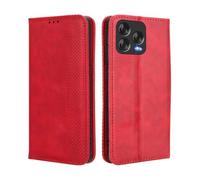 GOKEN Funda para ZTE Blade V70 Vita / V70 Design - Carcasa de Cuero con Tapa y Cartera, Interior de Silicona Antigolpes, Cierre Magnético y Soporte Plegable, Cover Case -Rojo