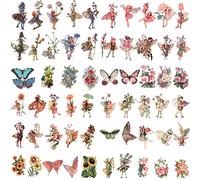 GOKEPO 180 calcomanías transparentes de decoración botánica estética de hadas, diseño vintage, mariposa, flor, plantas, álbumes de recortes, manualidades, planificador, viñeta, diario, tarjetas, álbum