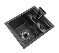 GOKEUEKDY Fregadero Invisible de Acero Inoxidable para Cocina, Lavabo sobre encimera, tamaño pequeño, Fregadero de un Solo tazón, Fregadero de sifón con Tapa de Grifo Plegable (32 x 39 x 23 cm)