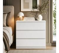 GOKHOMX Cómoda Blanca 3 Cajones sin Tiradores, Cajonera Dormitorio 70 cm Ancho, Aparador Moderno y Mueble de Almacenaje para Pasillo y Recibidor, 40 cm Fondo, Mate