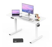 GOKHOMX Escritorio Elevable Eléctrico 120x60 cm, Mesa Elevable Escritorio Regulable en Altura con Panel Inteligente de Memoria y Puerto USB, Standing Desk Mesa Oficina Secretaria Elevatoria, Blanco