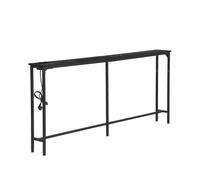 GOKHOMX GOKHAN Mueble Recibidor Estrecho Mesa Consola Estrecha 180cm con Estaciones de Carga,2 Puertos USB, Consola Detrás Sofa para Entrada, Pasillo, salón, Apariencia de Mármol Falso, Negro