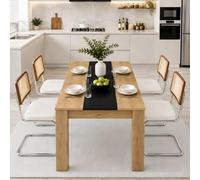 GOKHOMX Juego de comedor de 5 piezas, mesa de comedor 110 × 70 cm, terciopelo blanco crema
