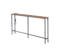 GOKHOMX - Mesa de bar estrecha 160 cm con 2 enchufes y 2 puertos USB, consola alta y estrecha para cocina, salón o entrada (marrón, 160 x 20 x 80,5 cm)