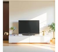 GOKHOMX - Mueble de TV Moderno Suspendido o Con Pie de 180 cm, Madera Blanca Con Almacenamiento, Para Salón