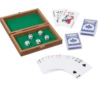 goki Caja de cartas 56308 – 106 cartas y 5 dados en caja de madera, 112 piezas, a partir de 7 años