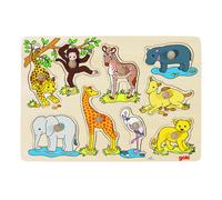 Goki - 2041551 - Wooden Recessed Puzzle - African Young Animal (Importación USA)
