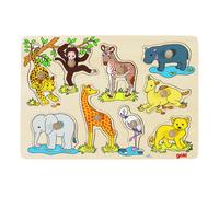 Goki - 2041551 - Wooden Recessed Puzzle - African Young Animal - 9 Pieces