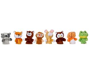 Goki 50962 - Juego de Marionetas de Dedo (8 Unidades), diseño de Animales del Bosque