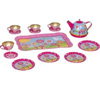 goki 51441 Funky Flowers - Juego de té Infantil de 14 Piezas con Bandeja, Tetera, Tazas y platillos, diseño Colorido