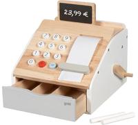 goki 51481 Caja de Madera con Sonido de cajón, Tablero de Escritura, Rollo de Papel, Accesorios para Tienda y Cocina de Juguete