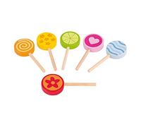 goki- Houten Lolly's, 6 Unidades, Multicolor, S (51554)