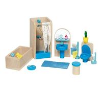 Goki 51903 - Muebles de baño para casita de muñecas, 17 Piezas (Importación USA)
