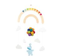 goki 52867 - Elefante móvil en el viaje de madera y fieltro de lana, móvil de madera calmante, tema de nubes y globos en la habitación del bebé, promueve la imaginación y el desarrollo visual, 25 cm x