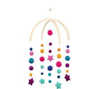 goki 52868 - Danza de estrellas móvil de madera y fieltro de lana, móvil de madera, diseño de luna y estrellas en la habitación del bebé, promueve la imaginación y el desarrollo visual, 43 cm x 42 cm,