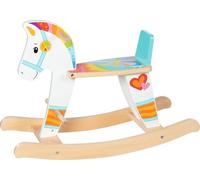 goki 53769 - Caballo balancín Sunny 66 - Caballo balancín de madera con respaldo - Juguete balancín alegre para niños a partir de 12 meses