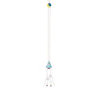 goki 53776 Cohete de Escalada Lass Volar de Madera, Juguete de motricidad y Aprendizaje para niños entusiastas del Espacio, para Tirar de Las Cuerdas para Vuelo a la Luna, 115 cm, a Partir de 2 años