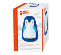 goki 53782 Caja de música de Buenas Noches, Madera y Metal, pequeño pingüino con melodía La-le-lu - Ayuda a Dormir para bebés y niños - Fácil de Poner Desde el Nacimiento, Color Azul