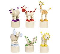 Goki 53917 Animales Press 'N Shake Figuras, África Designs, Madera Mixta