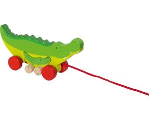 goki 54852 Cosmo & Crok - Juguete de Dibujo de Madera con diseño de Animales, Juguete Educativo con Cuerda, Juguete para bebés Que promueve la coordinación y la motricidad, 22 cm x 6 cm x 10 cm, a