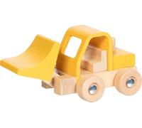 goki 55834 - Cargadora de ruedas, vehículo deslizante de madera con pala móvil, coche de juguete resistente para niños a partir de 2 años