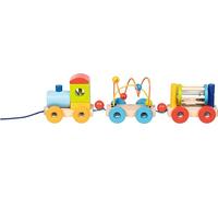 goki 55847 - Tren Río - Tren Funcional de Madera con Lazo de motricidad y cascabeles