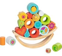 goki 56292 - Juego de equilibrio Flowerloop 66 - Colorido juego de habilidad de madera de 21 piezas con elementos de apilamiento y equilibrio de colores y nuevas posibilidades de montaje