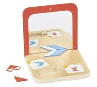 goki 56296 Juego de simetría Magia Espejo - Juego de madera con caja de espejo, 26 piezas y 21 cartas de doble cara, 15,9 x 15,9 x 2 cm, a partir de 4 años
