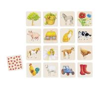 goki 56300 - Juego de Notas en el Campo de Madera, Juegos de Memoria clásicos para Toda la Familia, búsqueda de Parejas, promueve la Memoria y la percepción Visual, Caja de Madera para Guardar, Juego