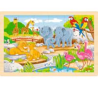 goki 57302 - Puzzle de madera de 24 piezas impreso por ambos lados para divertirse con el rompecabezas doble, 30 x 20 cm